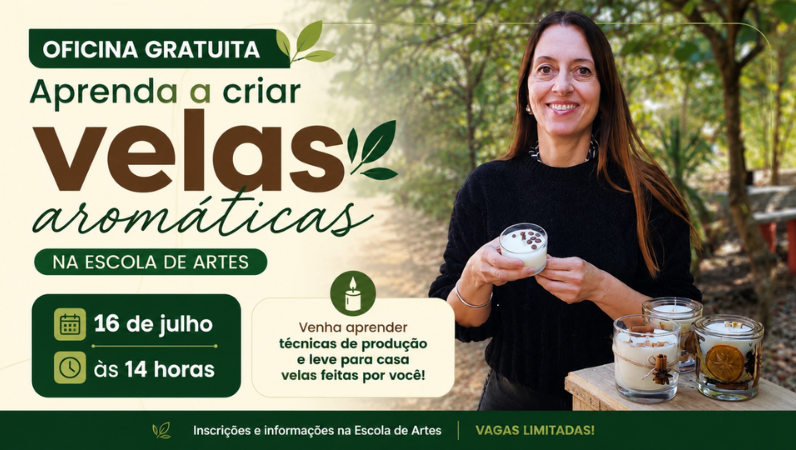 Oficina gratuita ensinará produção de velas aromáticas na Escola de Artes